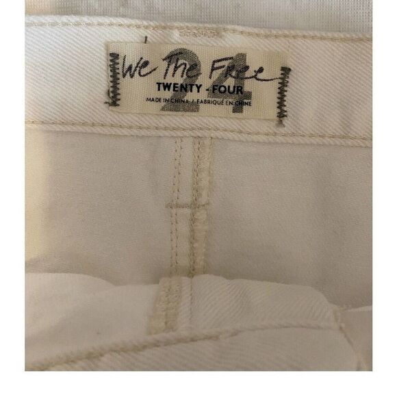 Free People We the Free White Sidecar Mini Skirt Denim Raw Edge NEW SZ 24 - Picture 5 of 8
